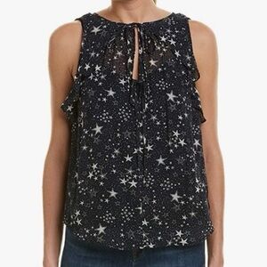 Velvet by Graham & Spencer Star Print Sheer Blouse L Whimsy Whimsigoth
